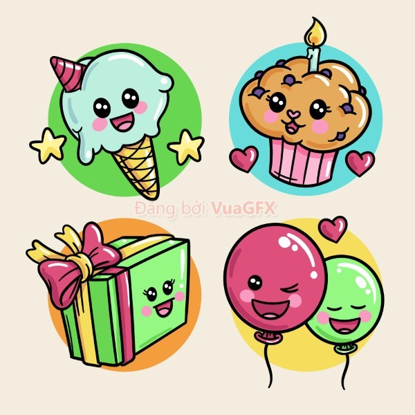 Vector Biểu Tượng Hoạt Hình Cute - Free.Vector6.com