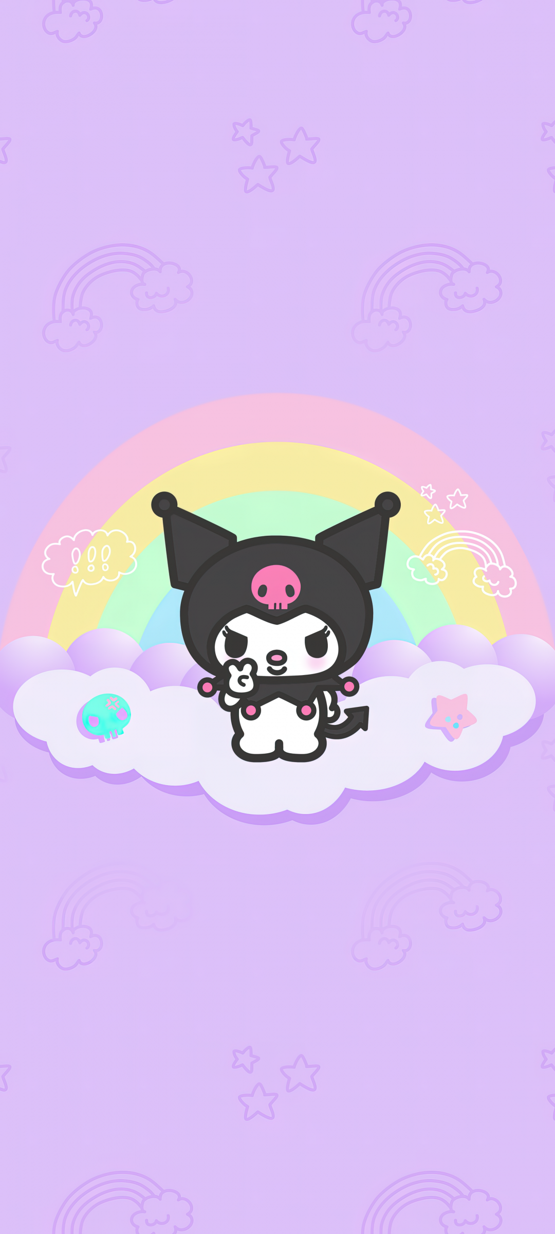 Kuromi Wallpaper 4K, Hello Kitty, Black jester hat