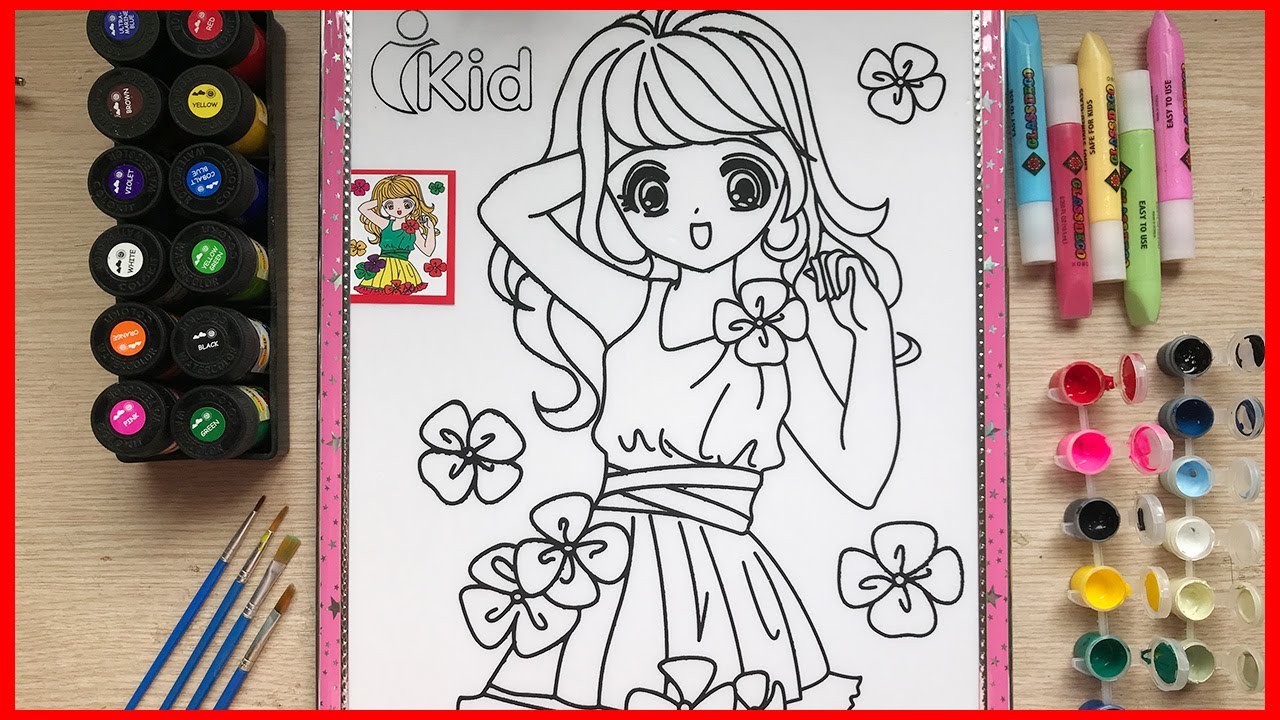 TÔ MÀU CÔNG CHÚA HỌA MI BẰNG MÀU NƯỚC SIÊU ĐẸP - Chibi princess, painting  watercolors (Chim Xinh)